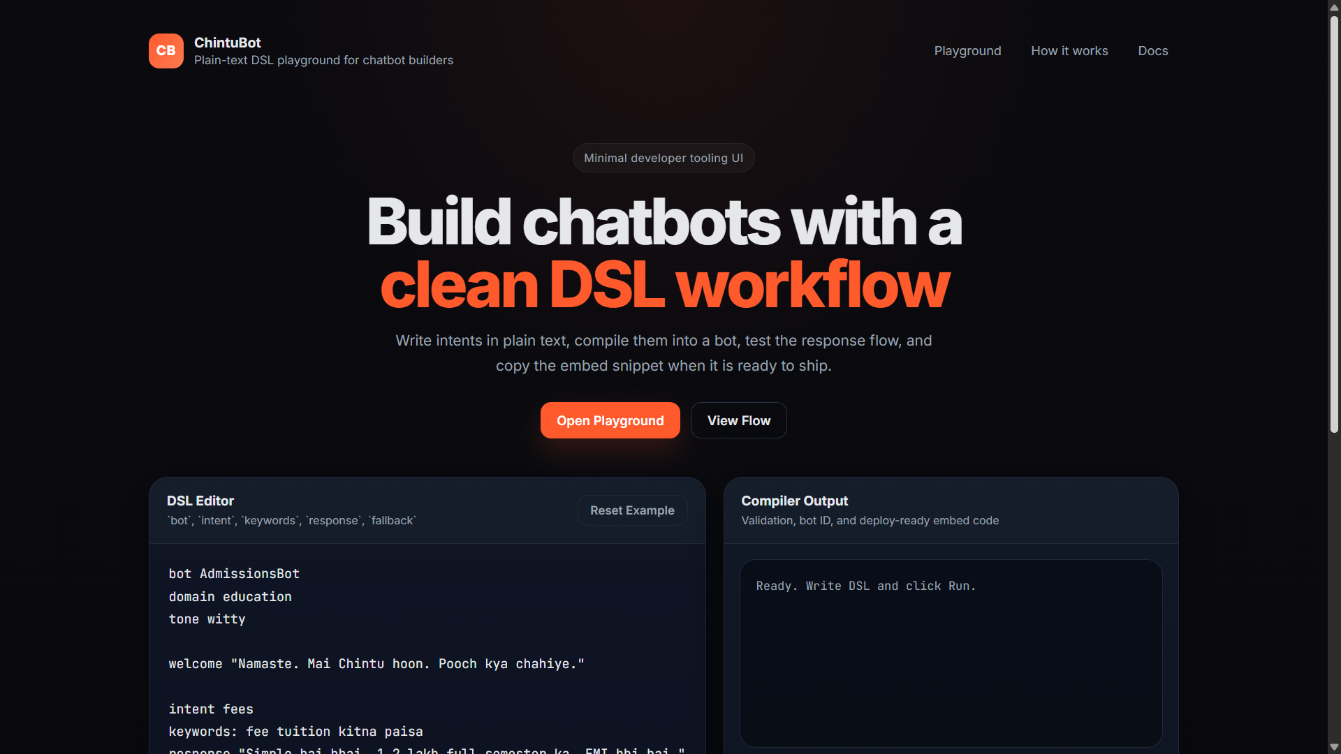 Chatbot platform dashboard interface